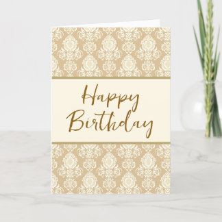 Carte Joyeux Anniversaire Beige Vintage Papier