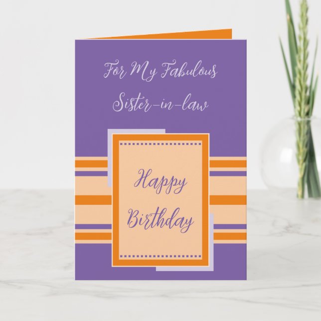 Carte Joyeux Anniversaire belle belle-sœur violette (Devant)