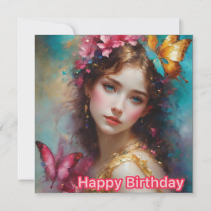 Carte JOYEUX ANNIVERSAIRE ~ Belle jeune femme ~
