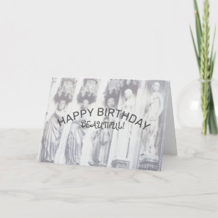 Carte Joyeux Anniversaire Belle Vieille Statue Monochrom