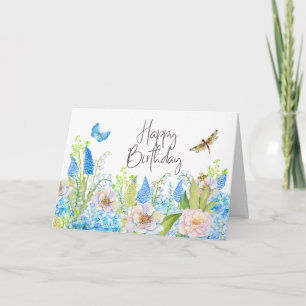 Carte Joyeux Anniversaire Belles Fleurs Sauvages Aquarel