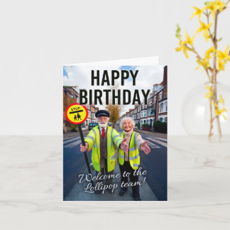 Carte Joyeux anniversaire, bienvenue à l'équipe Lollipop