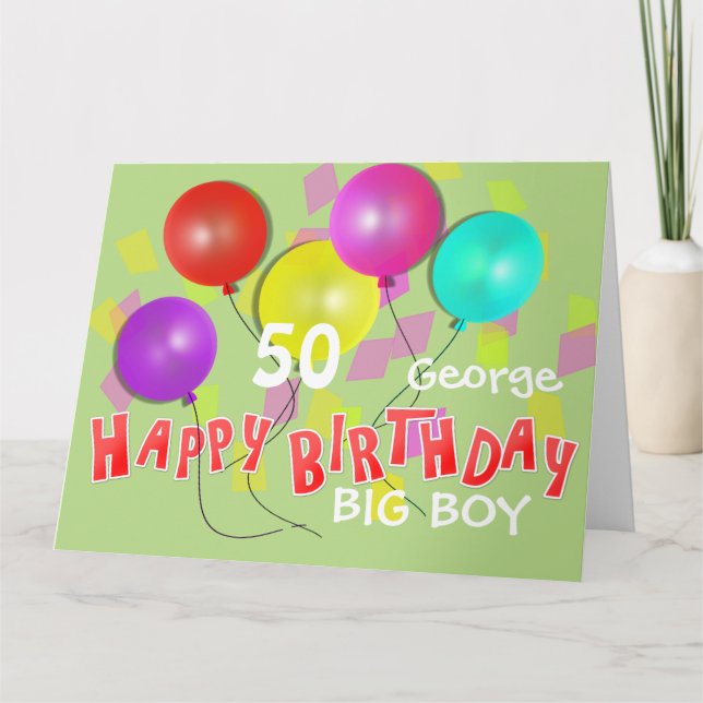 Carte Joyeux anniversaire Big Boy 50th Milestone Personn (Devant)