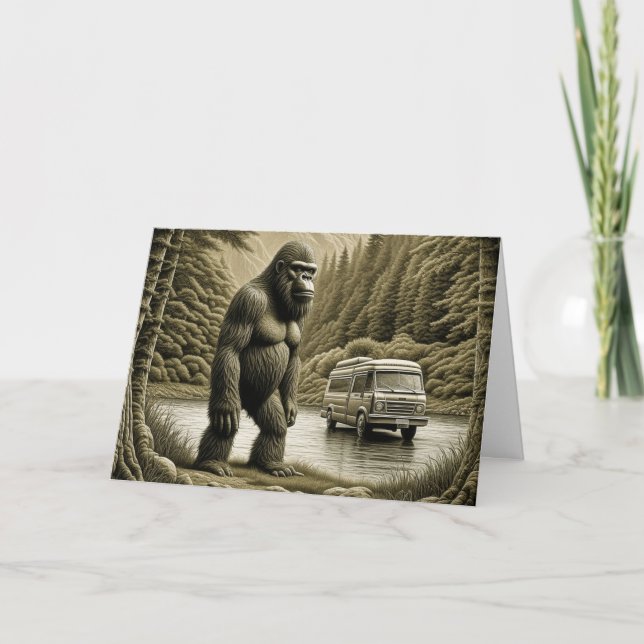 Carte Joyeux anniversaire Bigfoot et RV (Devant)