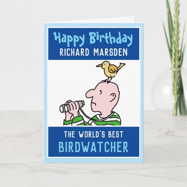 Carte Joyeux anniversaire Birdwatcher ou Birder (Devant)