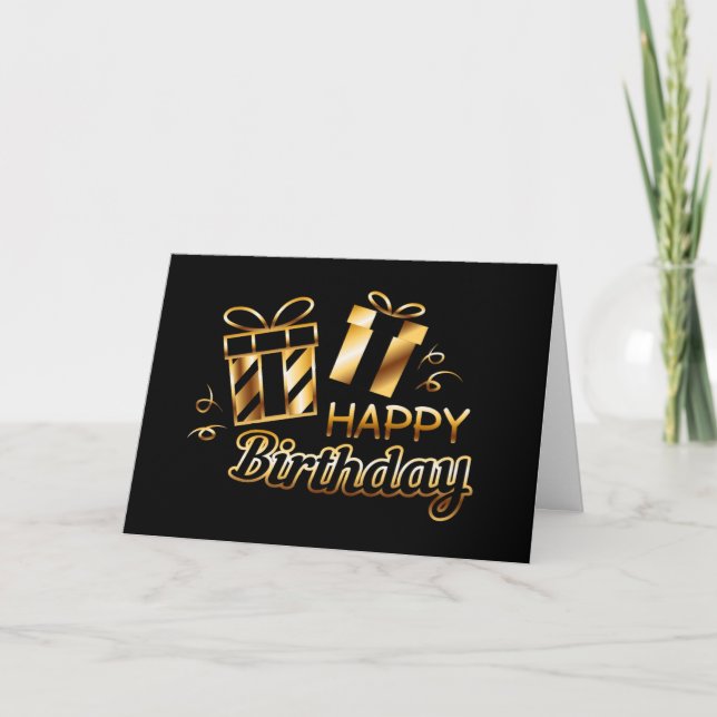 Carte Joyeux anniversaire - Black & Gold 4 (Devant)