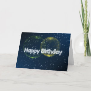 Carte Joyeux anniversaire bleu foncé feux d'artifice