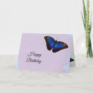 Carte Joyeux Anniversaire Bleu Papillon Design Texte du