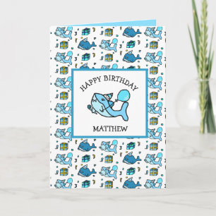 Carte Joyeux Anniversaire Bleu Requin Bébé Personnalisé
