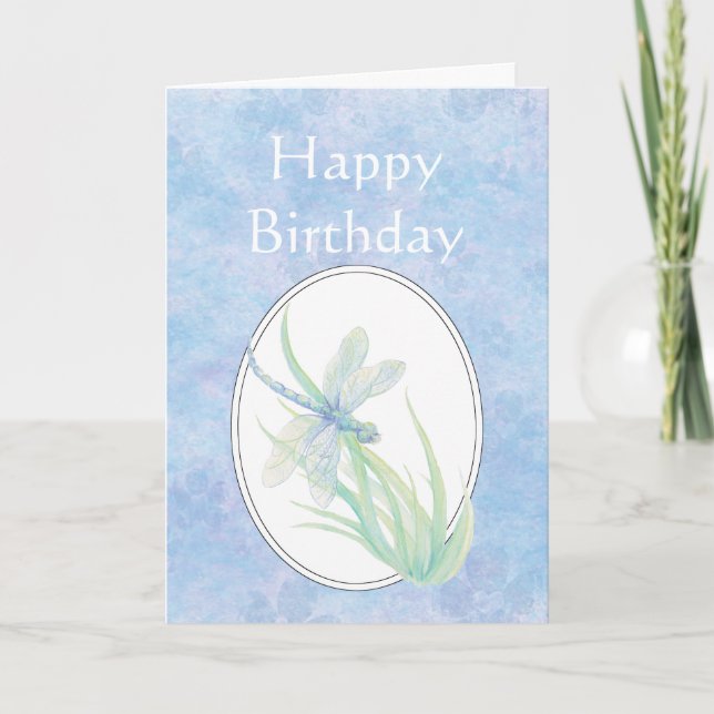 Carte Joyeux Anniversaire Bleue Bleue Bleue Dragonfly (Devant)