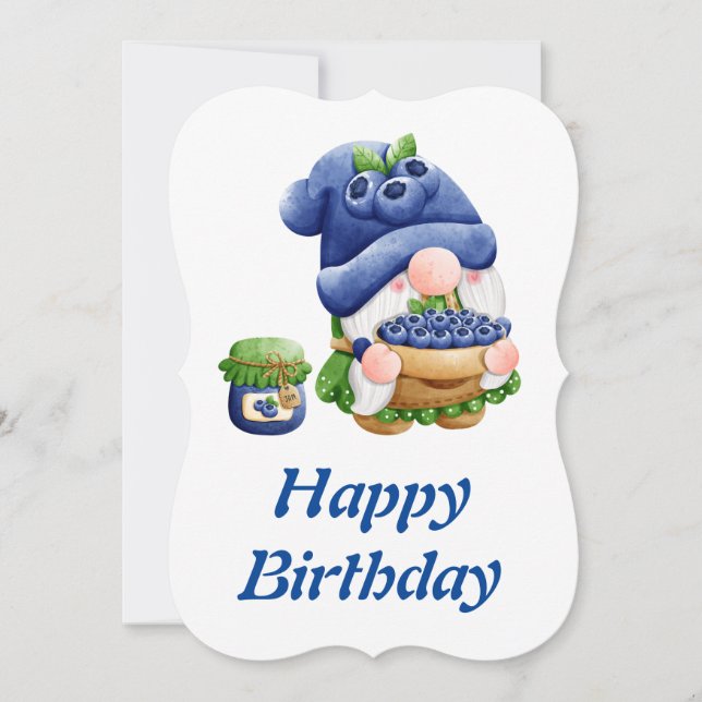 Carte Joyeux Anniversaire Blueberry Gnome (Devant)