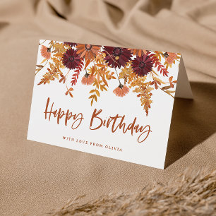 Carte Joyeux anniversaire Boho Fleurs sauvages avec ph