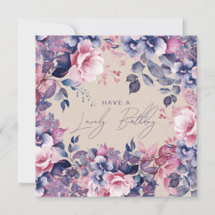 Carte Joyeux Anniversaire Boho Purple Jardin Floral Cham