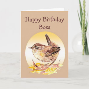 Carte Joyeux anniversaire Boss Watercolor House Oiseau W