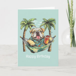 Carte Joyeux Anniversaire Bouledogue Anglais En Haut Haw
