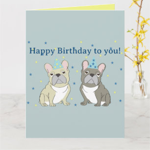 Carte Joyeux anniversaire bouledogue français