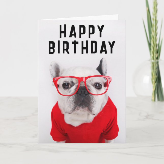 Carte Joyeux Anniversaire | Bouledogue Français avec Lun (Devant)