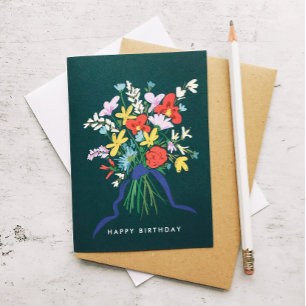 Carte Joyeux Anniversaire Bouquet floral