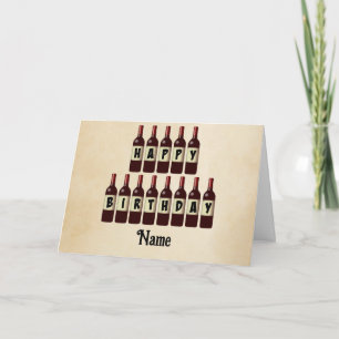 Carte Joyeux Anniversaire Bouteilles de vin rouge Custom