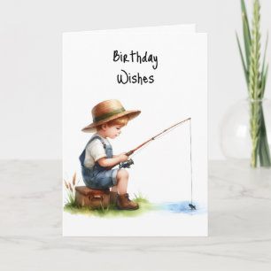 Carte Joyeux Anniversaire Boy Fishing Pond Creek Casquet
