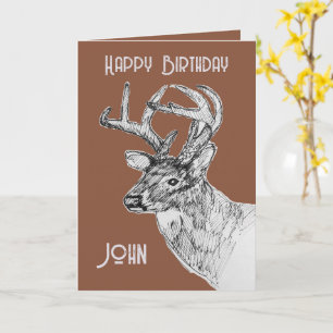Carte Joyeux Anniversaire Buck Cerf Dessin de Faune