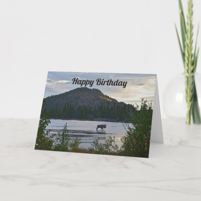 Carte Joyeux anniversaire, Bull Moose, Sprague Lake, Col (Devant)