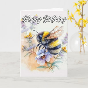 Carte Joyeux anniversaire   Bumblebee printanière