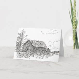 Carte Joyeux anniversaire Cabine Vintage Dessin maison