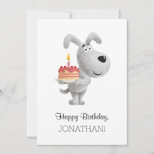 Carte Joyeux Anniversaire Cake Candle mignonette Chien P