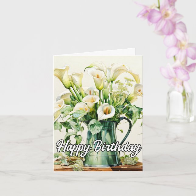 Carte Joyeux anniversaire Calla Lilies Fleurs (Orchidée)