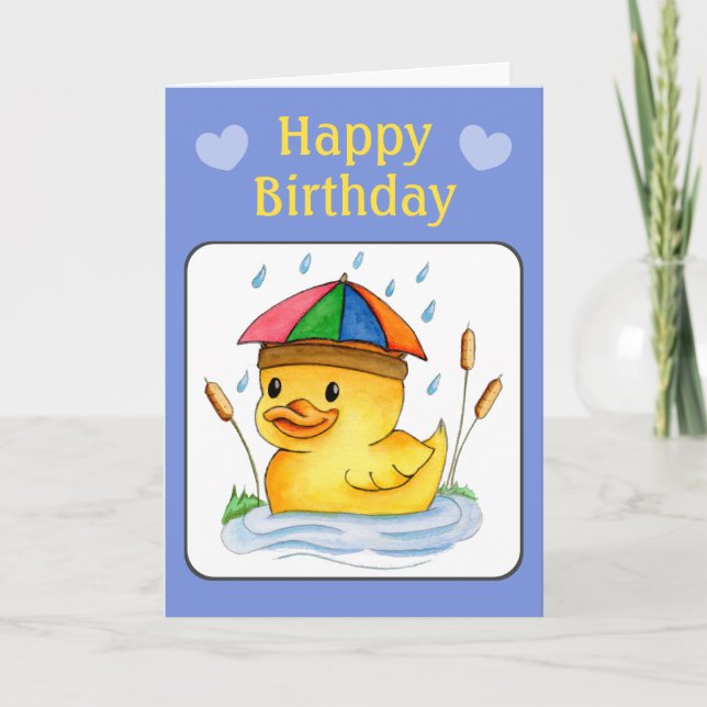 Carte Joyeux Anniversaire Caneton   (Devant)