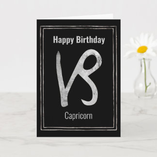 Carte Joyeux anniversaire Capricorne argent zodiac astro