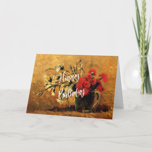 Carte Joyeux Anniversaire, célèbre peinture florale de V (Devant)