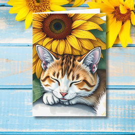 Carte Joyeux anniversaire | Chat et tournesol