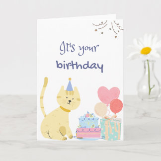 Carte Joyeux Anniversaire Chat Mignon | C'est ton annive