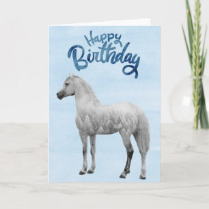 Carte Joyeux anniversaire Cheval Blanc Snowy