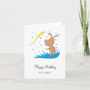 Carte Joyeux Anniversaire Chien Chiot Puppy Shoot Star S