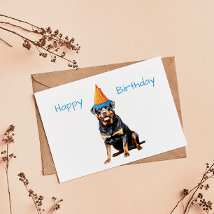 Carte Joyeux Anniversaire Chien Rottweiler Mignon