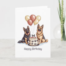 Joyeux Anniversaire Chiens berger allemands Gâteau