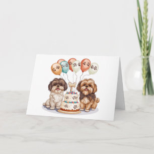Carte Joyeux anniversaire Chih Tzu Chiens Anniversaire G