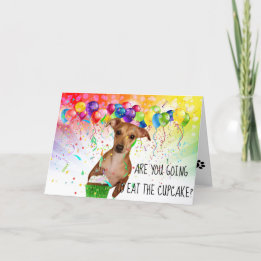 Carte Joyeux anniversaire Chihuahua avec Cupcake