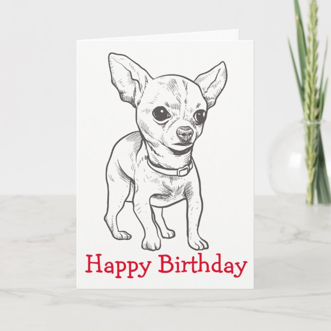 Carte Joyeux Anniversaire Chihuahua Chiot Chien Chien Ma (Devant)