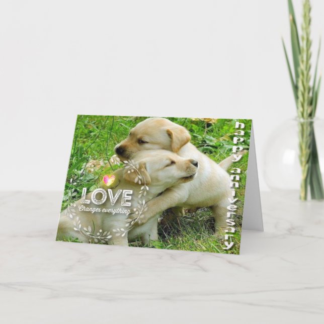 Carte Joyeux anniversaire (Chiots) - Christian (Devant)