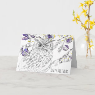Carte Joyeux Anniversaire Chouette Dans L'Arbre Plus Sag