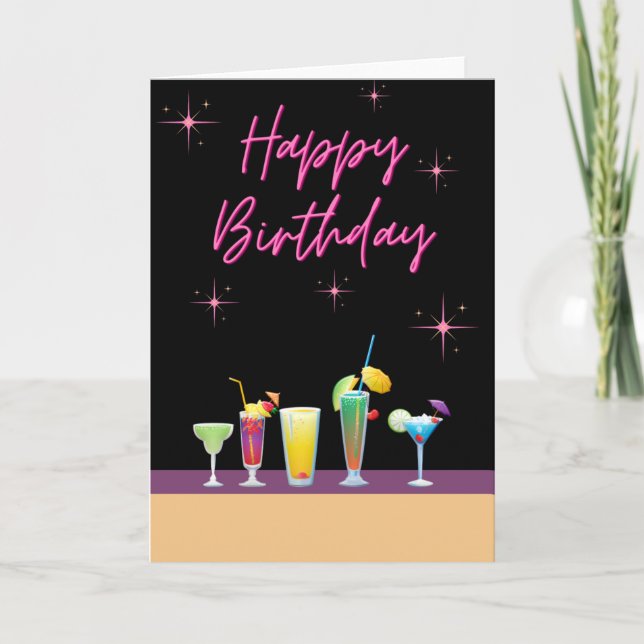 Carte Joyeux anniversaire - Cocktails (Devant)