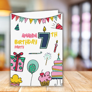 Carte Joyeux Anniversaire Coloful 7ème Anniversaire Fête