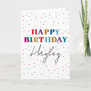 Carte Joyeux anniversaire coloré Nom personnalisé Confet