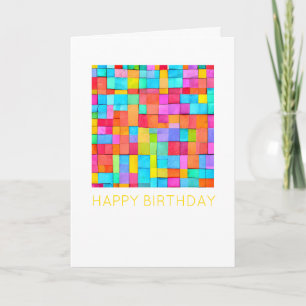 Carte JOYEUX ANNIVERSAIRE Colorful Abstrait Art amusant