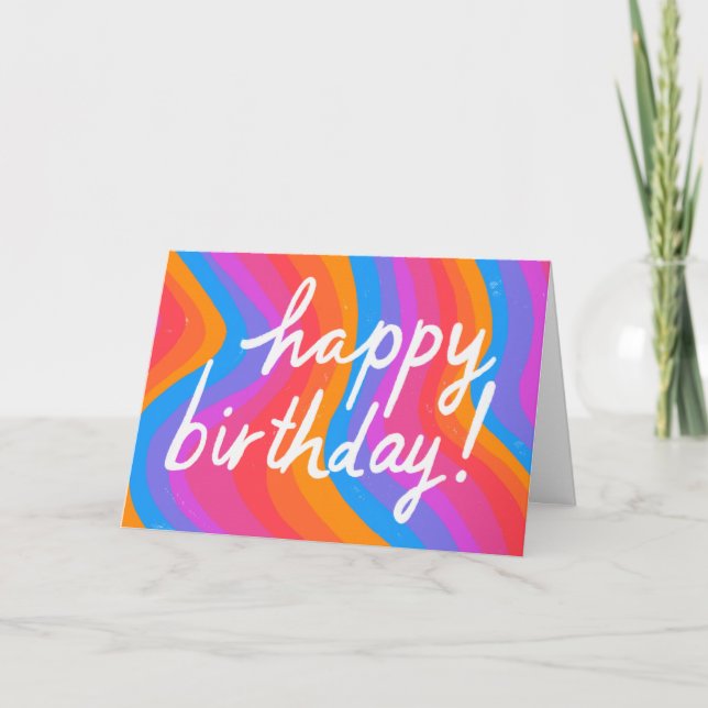 Carte JOYEUX ANNIVERSAIRE Colorful Cool & Fun Stripes PE (Devant)