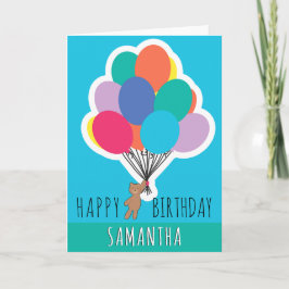 Carte Joyeux Anniversaire Colorful nom de ballon Teddy B